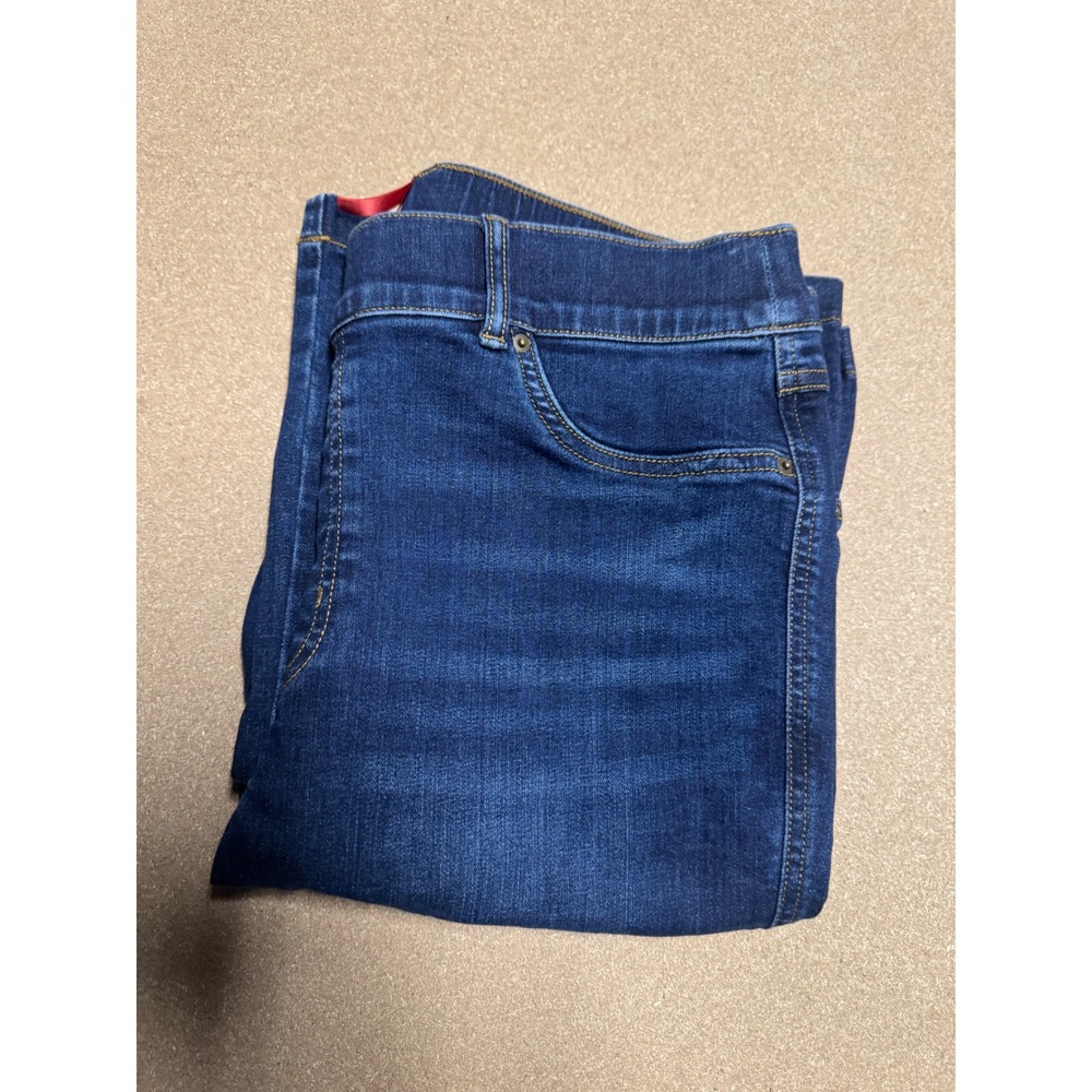 SPANX Flare Jeans Womens Blue Stretch Denim Pull On Bootcut Pants Size XL $89